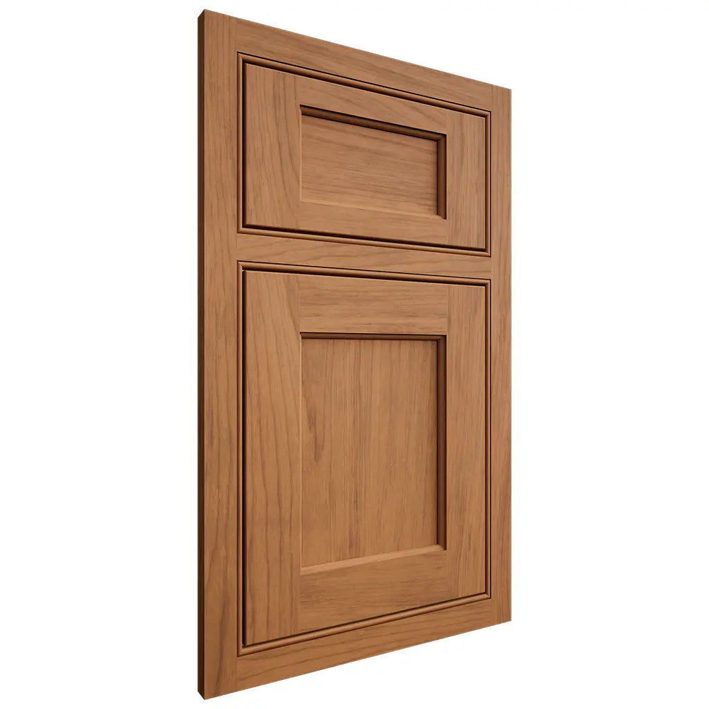 Shiloh Cabinetry Beaded Inset Square Flat Alder Plain Cut Caramel Door