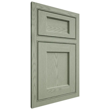 Shiloh Cabinetry Beaded Inset Square Flat Red Oak Plain Cut Moss Door