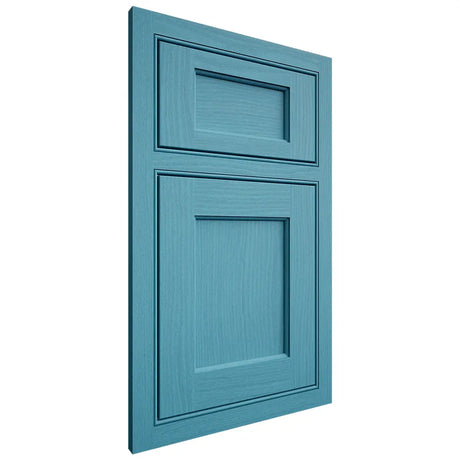 Shiloh Cabinetry Beaded Inset Square Flat White Oak Plain Cut Aqua Door