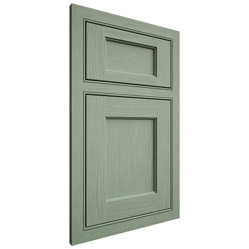 Shiloh Cabinetry Beaded Inset Square Flat White Oak Plain Cut Moss Door