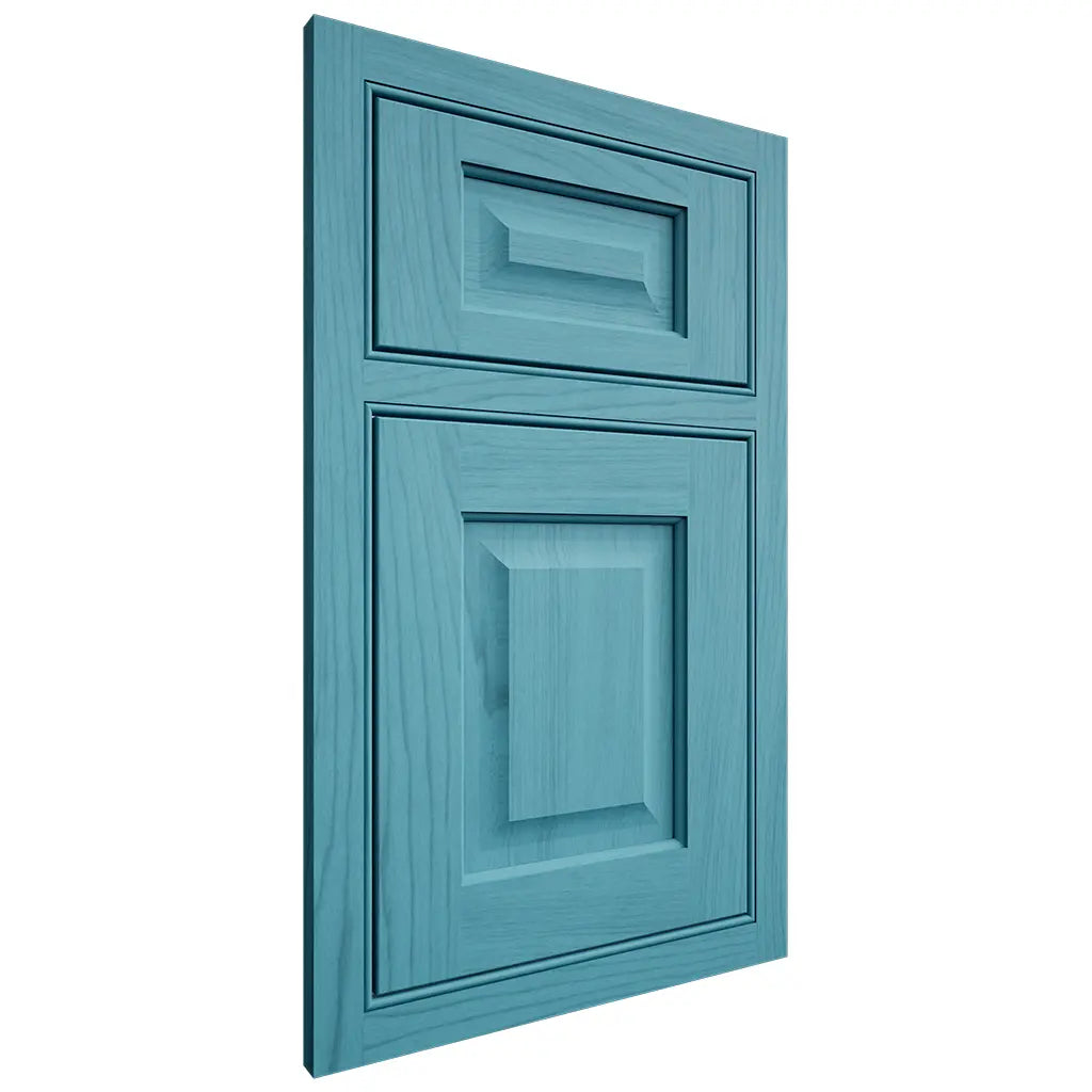 Shiloh Cabinetry Beaded Inset Square Raised Alder Plain Cut Aqua Door