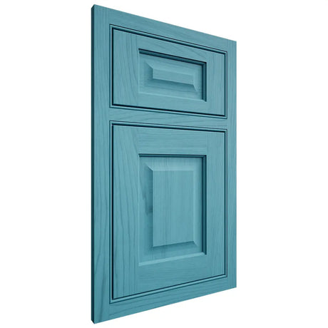 Shiloh Cabinetry Beaded Inset Square Raised Alder Plain Cut Aqua Door