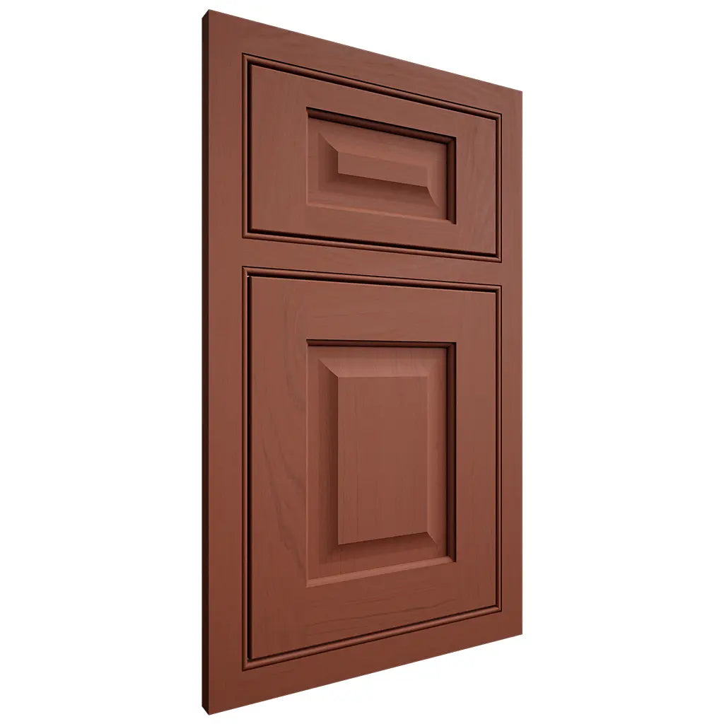 Shiloh Cabinetry Beaded Inset Square Raised Maple Plain Cut Cayenne Door