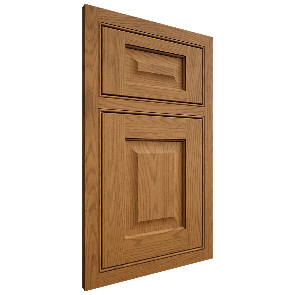 Shiloh Cabinetry Beaded Inset Square Raised Red Oak Plain Cut Autumn Door