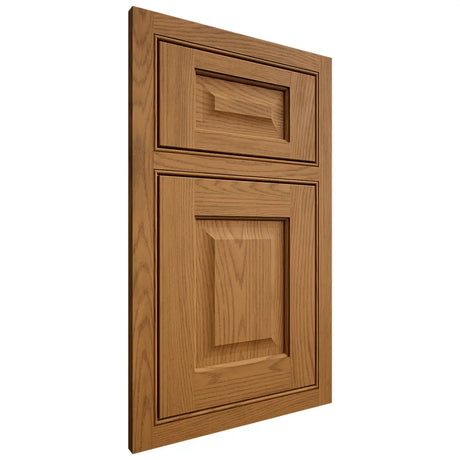 Shiloh Cabinetry Beaded Inset Square Raised Red Oak Plain Cut Autumn Door