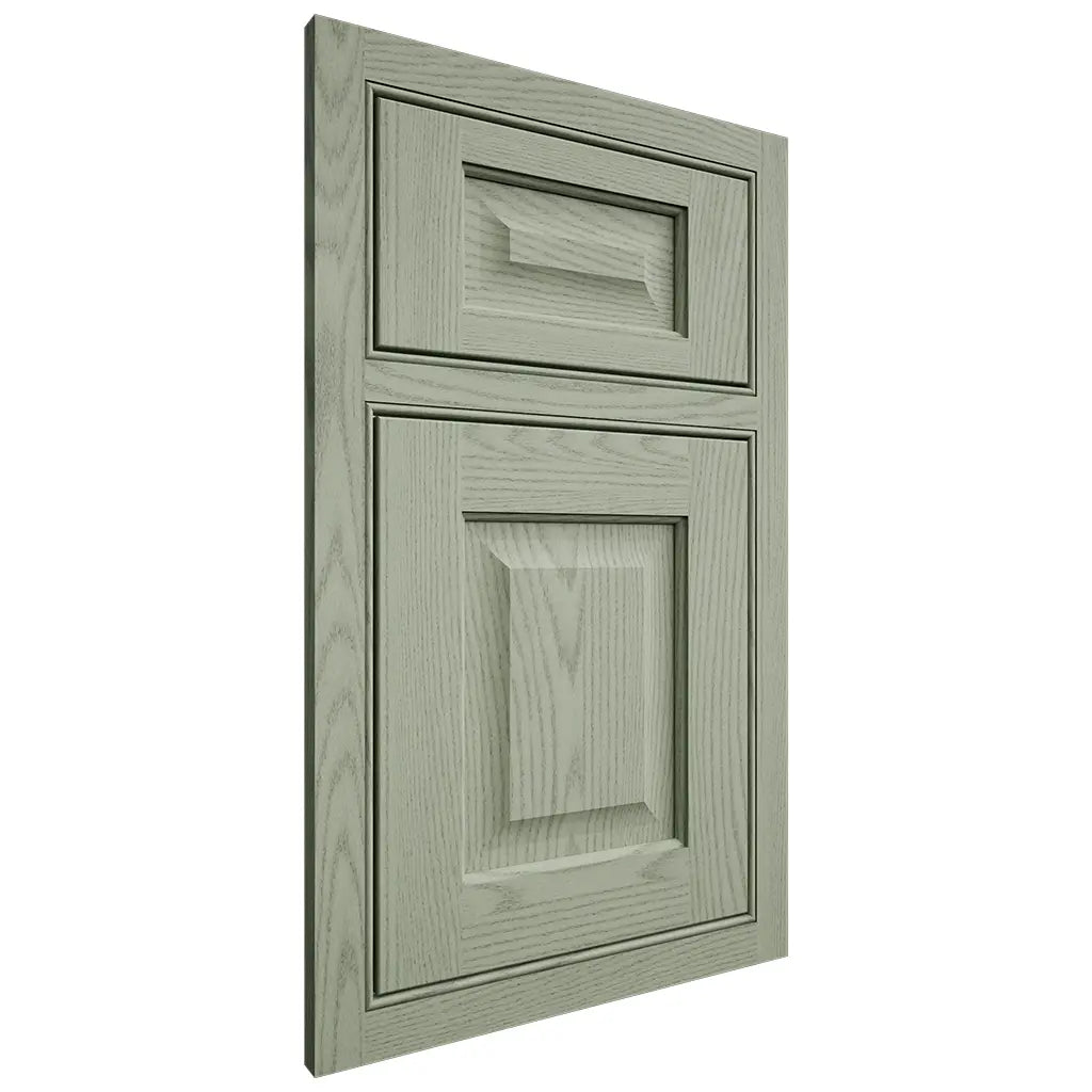 Shiloh Cabinetry Beaded Inset Square Raised Red Oak Plain Cut Moss Door