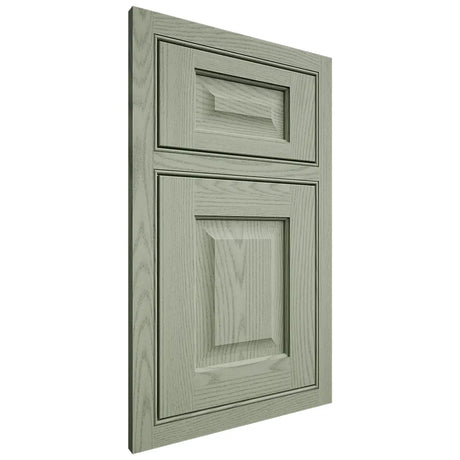 Shiloh Cabinetry Beaded Inset Square Raised Red Oak Plain Cut Moss Door