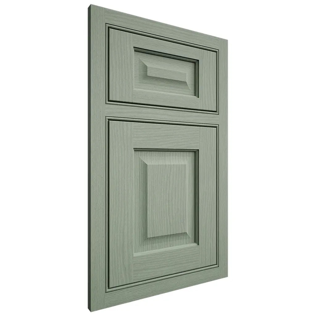 Shiloh Cabinetry Beaded Inset Square Raised White Oak Plain Cut Moss Door