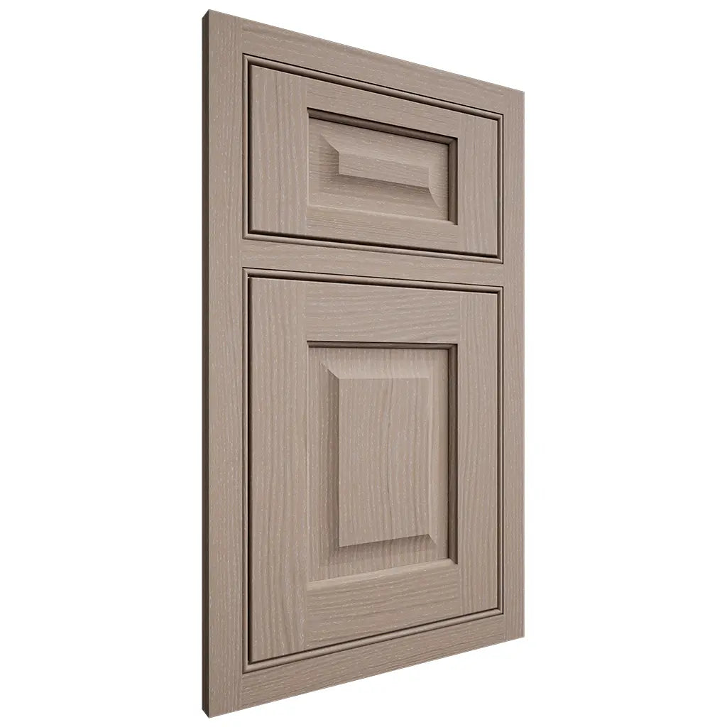 Shiloh Cabinetry Beaded Inset Square Raised White Oak Plain Cut Whitewash Door