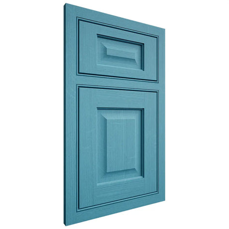 Shiloh Cabinetry Beaded Inset Square Raised White Oak Quarter Sawn Aqua Door
