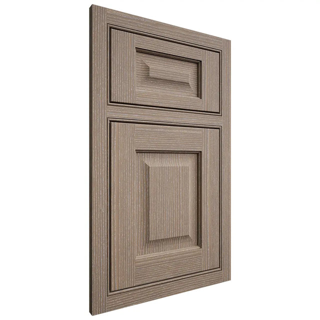 Shiloh Cabinetry Beaded Inset Square Raised White Oak Rift Cut Almond Door