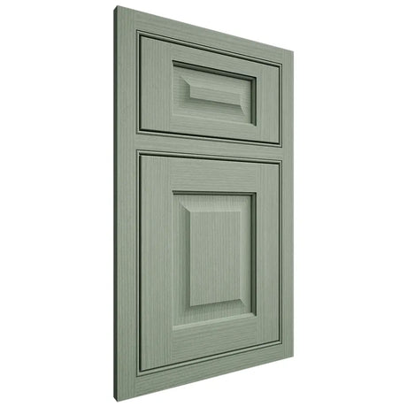 Shiloh Cabinetry Beaded Inset Square Raised White Oak Rift Cut Moss Door