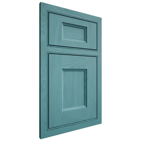 Shiloh Cabinetry Beaded Inset Statesville Red Oak Plain Cut Aqua Door