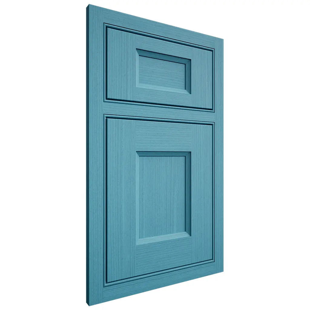 Shiloh Cabinetry Beaded Inset Statesville White Oak Rift Cut Aqua Door