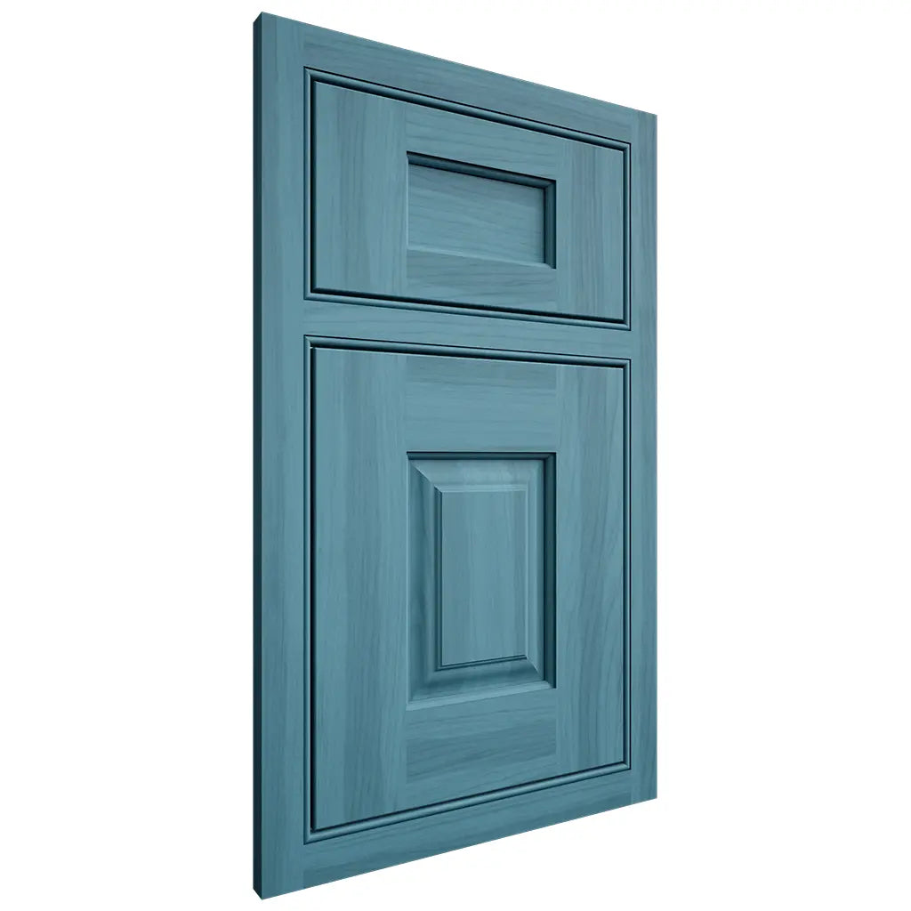 Shiloh Cabinetry Beaded Inset Summit Hickory Plain Cut Aqua Door
