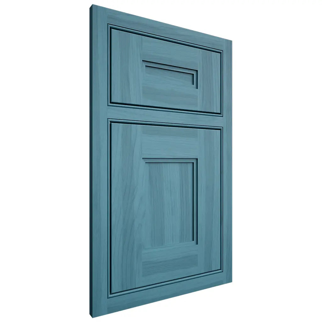 Shiloh Cabinetry Beaded Inset Tahoe Hickory Plain Cut Aqua Door
