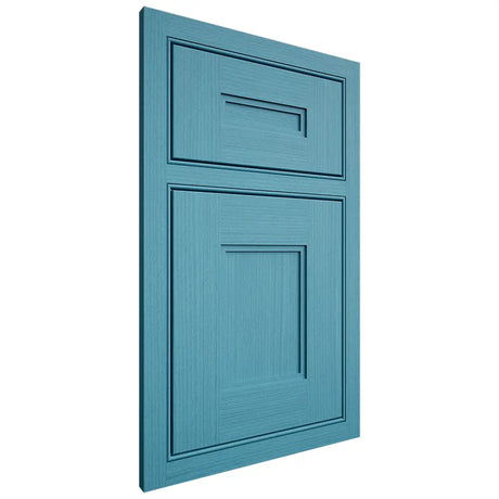 Shiloh Cabinetry Beaded Inset Tahoe White Oak Rift Cut Aqua Door