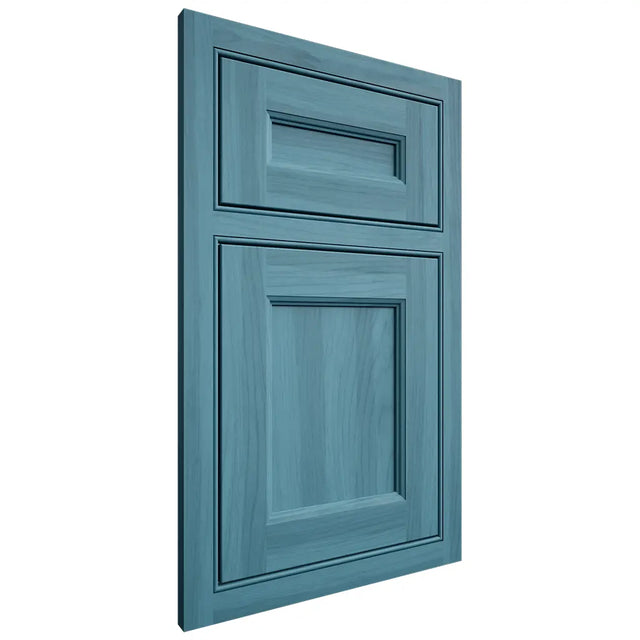 Shiloh Cabinetry Beaded Inset Ward Hickory Plain Cut Aqua Door