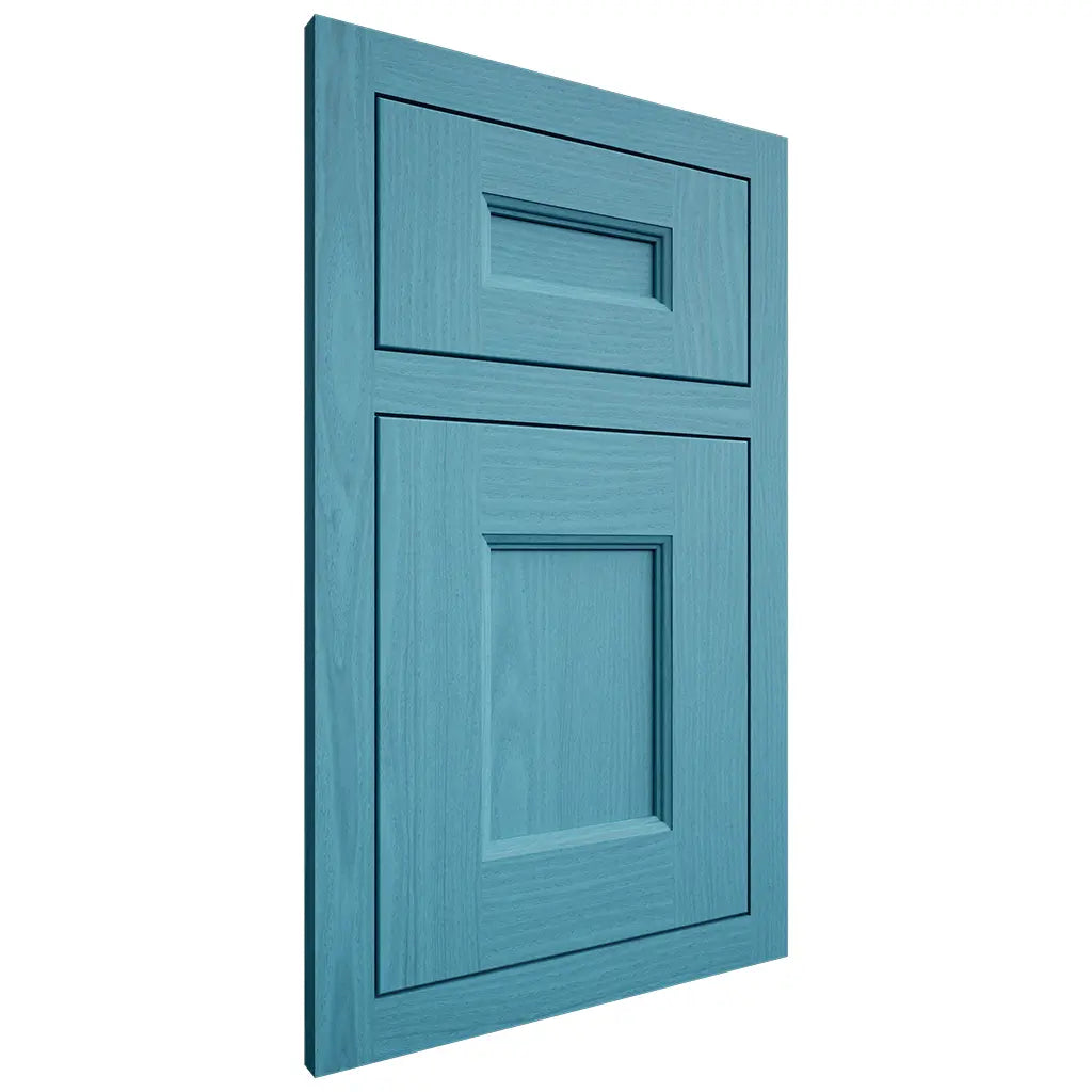 Shiloh Cabinetry Flush Inset Aspen White Oak Plain Cut Aqua Door