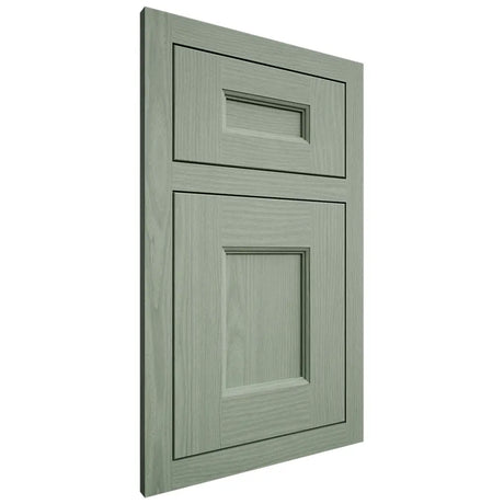 Shiloh Cabinetry Flush Inset Aspen White Oak Plain Cut Moss Door