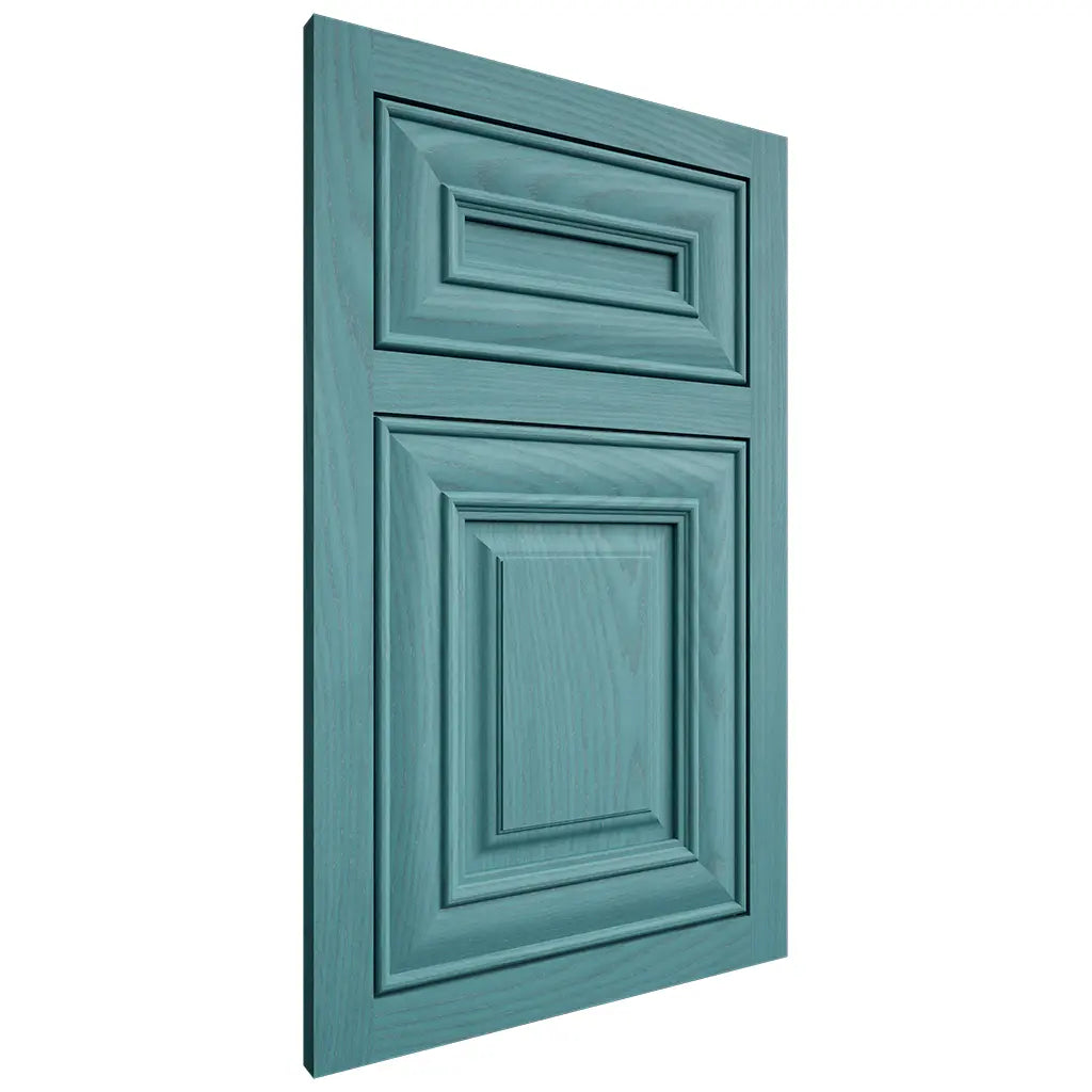 Shiloh Cabinetry Flush Inset Bradford Red Oak Plain Cut Aqua Door