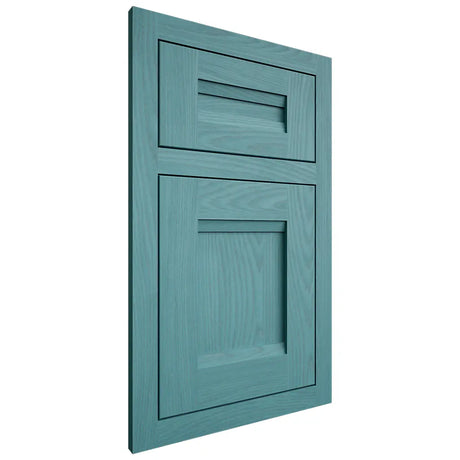 Shiloh Cabinetry Flush Inset Bristol Red Oak Plain Cut Aqua Door
