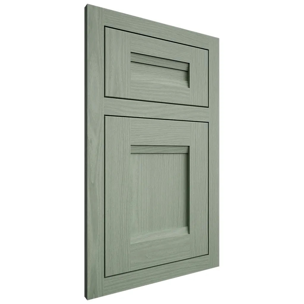Shiloh Cabinetry Flush Inset Bristol White Oak Plain Cut Moss Door