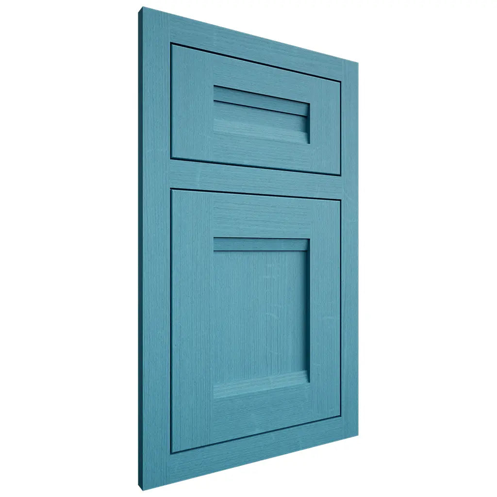 Shiloh Cabinetry Flush Inset Bristol White Oak Quarter Sawn Aqua Door