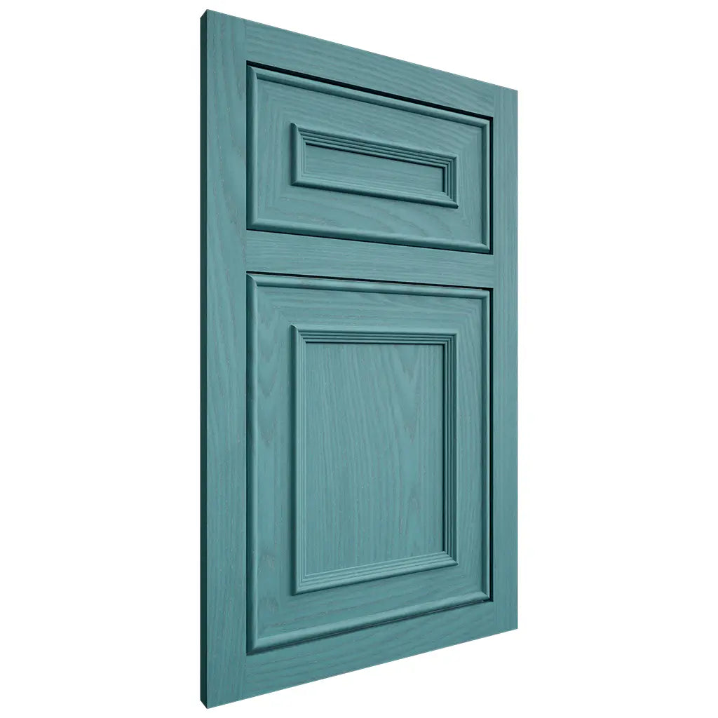 Shiloh Cabinetry Flush Inset Dalton Red Oak Plain Cut Aqua Door