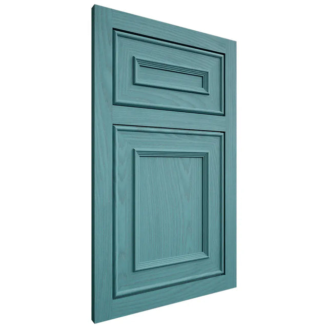 Shiloh Cabinetry Flush Inset Dalton Red Oak Plain Cut Aqua Door