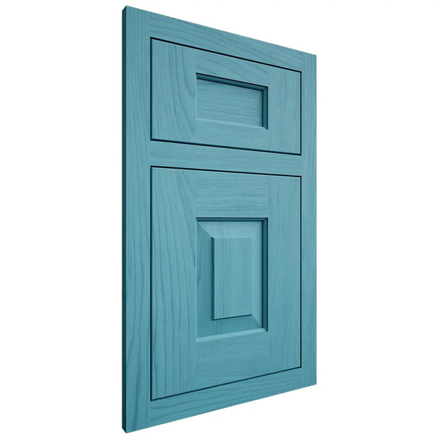Shiloh Cabinetry Flush Inset Hamlin Alder Plain Cut Aqua Door
