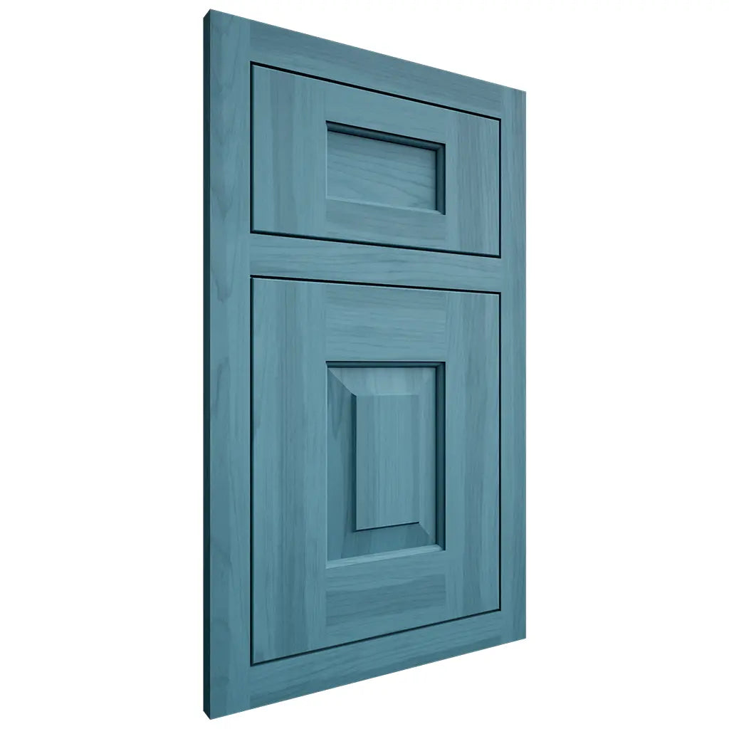 Shiloh Cabinetry Flush Inset Hamlin Hickory Plain Cut Aqua Door