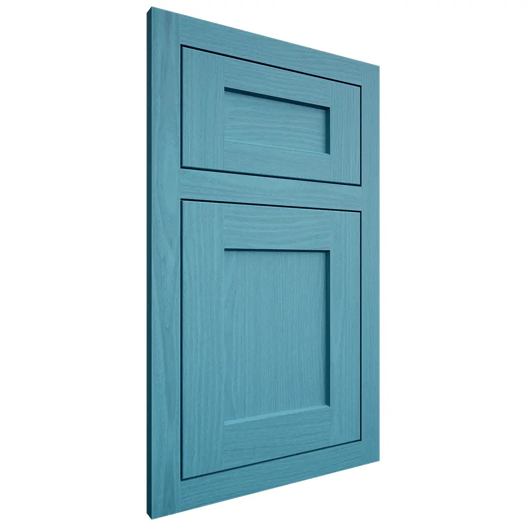 Shiloh Cabinetry Flush Inset Hanover White Oak Plain Cut Aqua Door