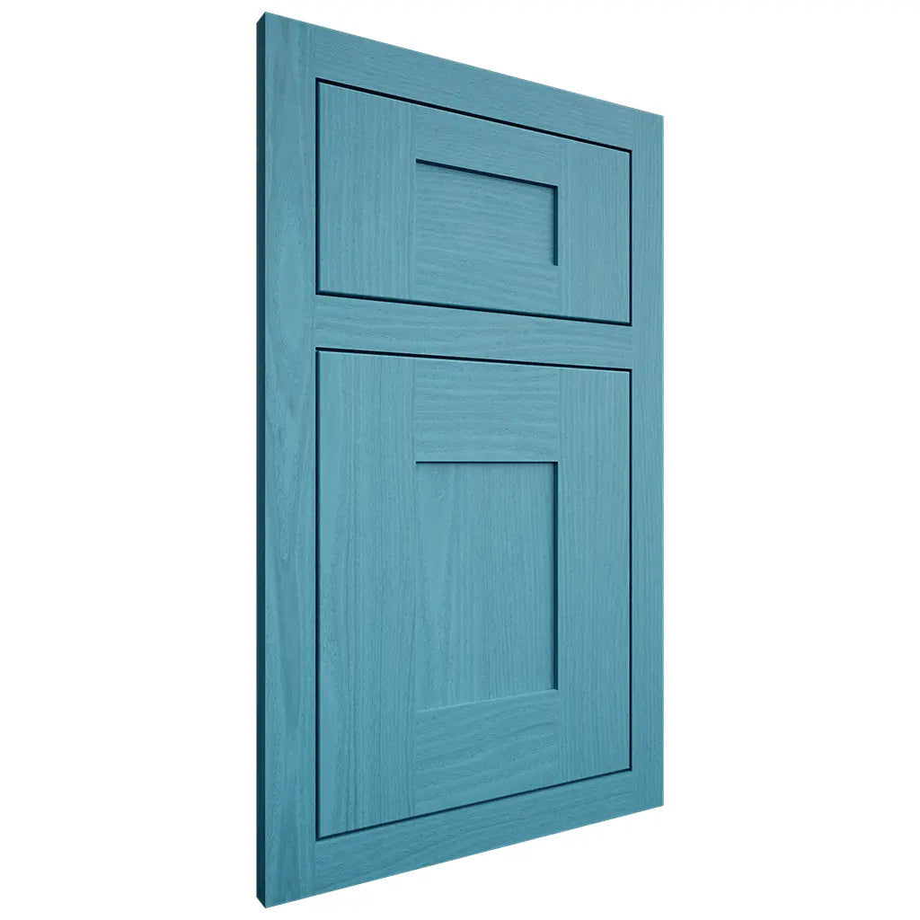 Shiloh Cabinetry Flush Inset Hartford White Oak Plain Cut Aqua Door