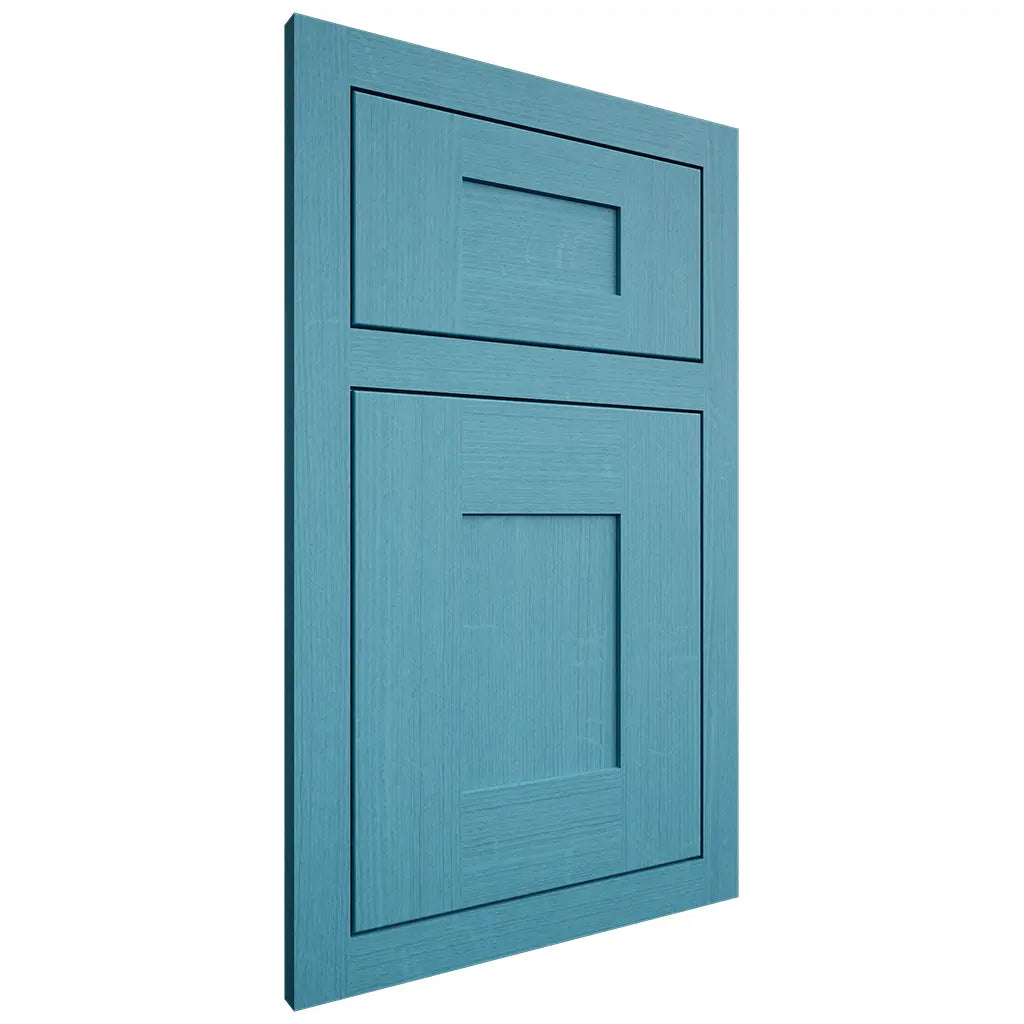 Shiloh Cabinetry Flush Inset Hartford White Oak Quarter Sawn Aqua Door