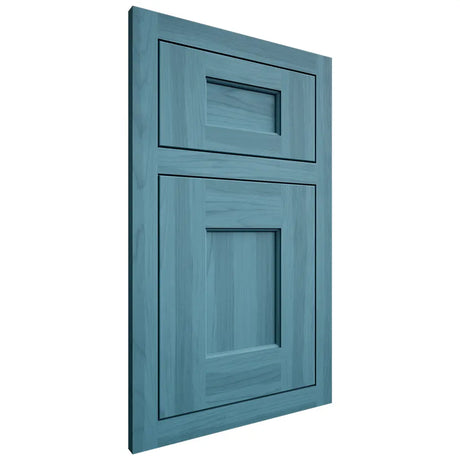 Shiloh Cabinetry Flush Inset Heritage Hickory Plain Cut Aqua Door