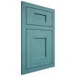 Shiloh Cabinetry Flush Inset Lancaster Red Oak Plain Cut Aqua Door
