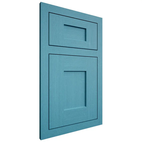 Shiloh Cabinetry Flush Inset Lancaster White Oak Quarter Sawn Aqua Door