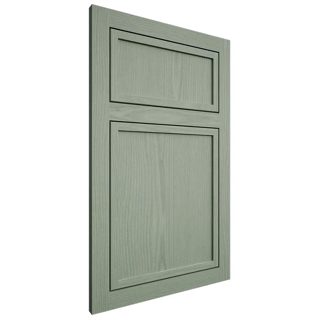 Shiloh Cabinetry Flush Inset Napa Vertical White Oak Plain Cut Moss Door
