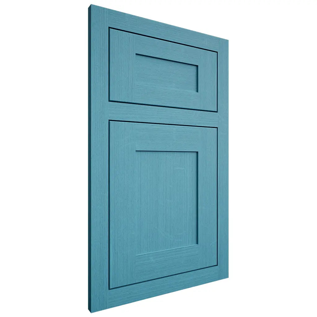 Shiloh Cabinetry Flush Inset New Haven White Oak Quarter Sawn Aqua Door
