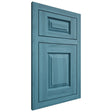 Shiloh Cabinetry Flush Inset Oxford Hickory Plain Cut Aqua Door