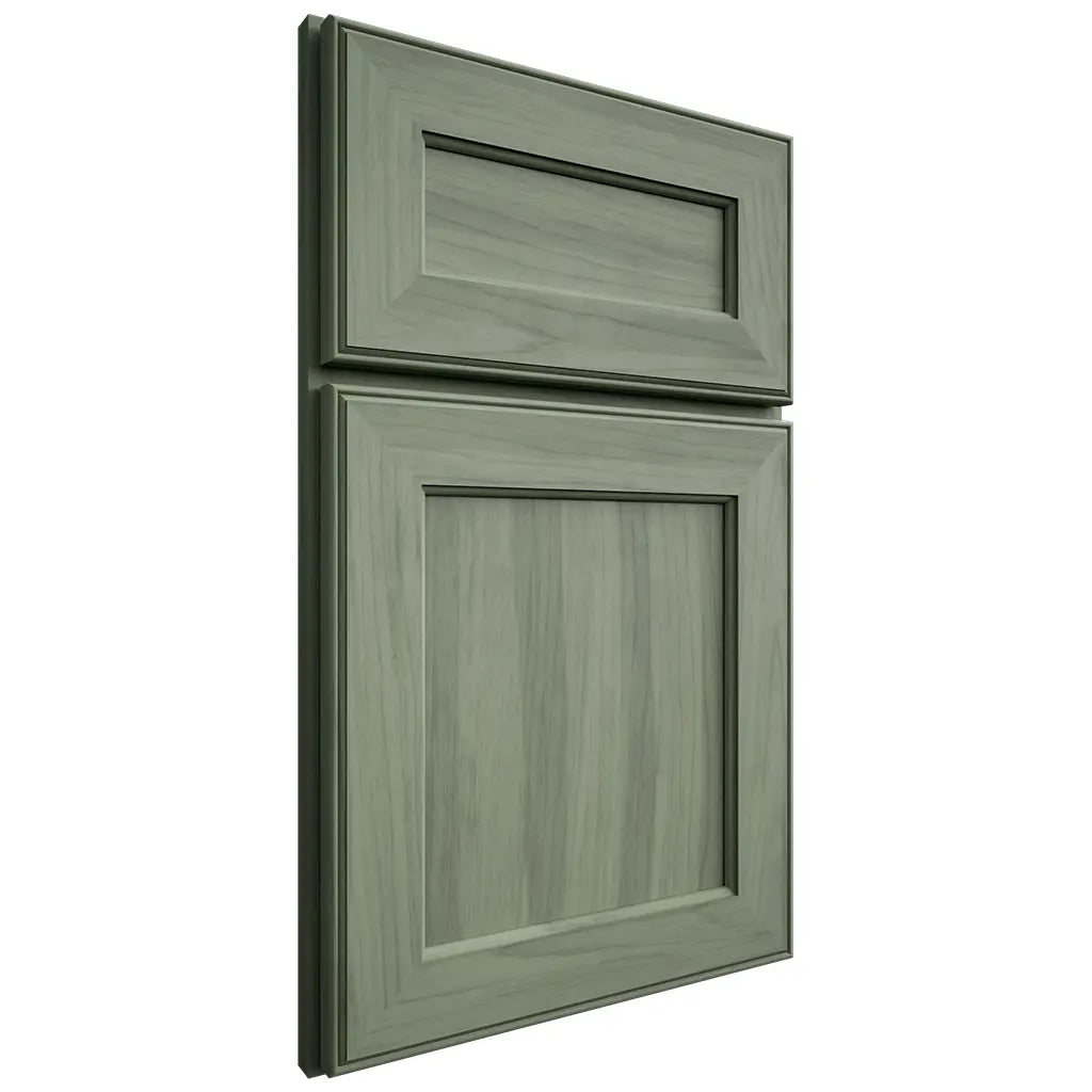 Shiloh Cabinetry Flush Inset Oxford Hickory Plain Cut Moss Door