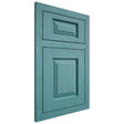 Shiloh Cabinetry Flush Inset Oxford Red Oak Plain Cut Aqua Door