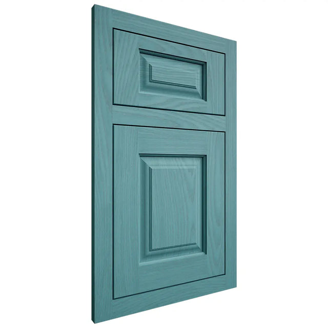 Shiloh Cabinetry Flush Inset Oxford Red Oak Plain Cut Aqua Door