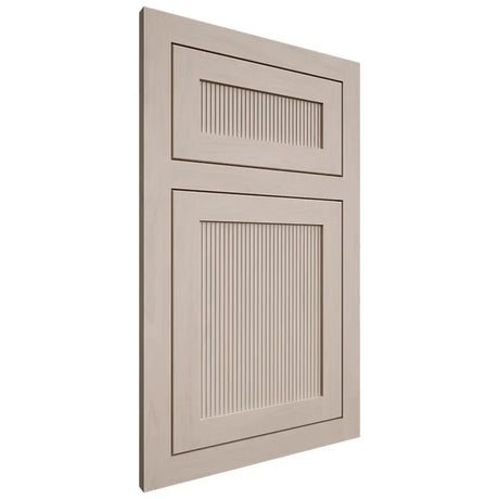 Shiloh Cabinetry Flush Inset Reeded Malibu Alder Plain Cut White Sands Door
