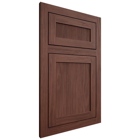 Shiloh Cabinetry Flush Inset Reeded Malibu Cherry Plain Cut Bourbon Door