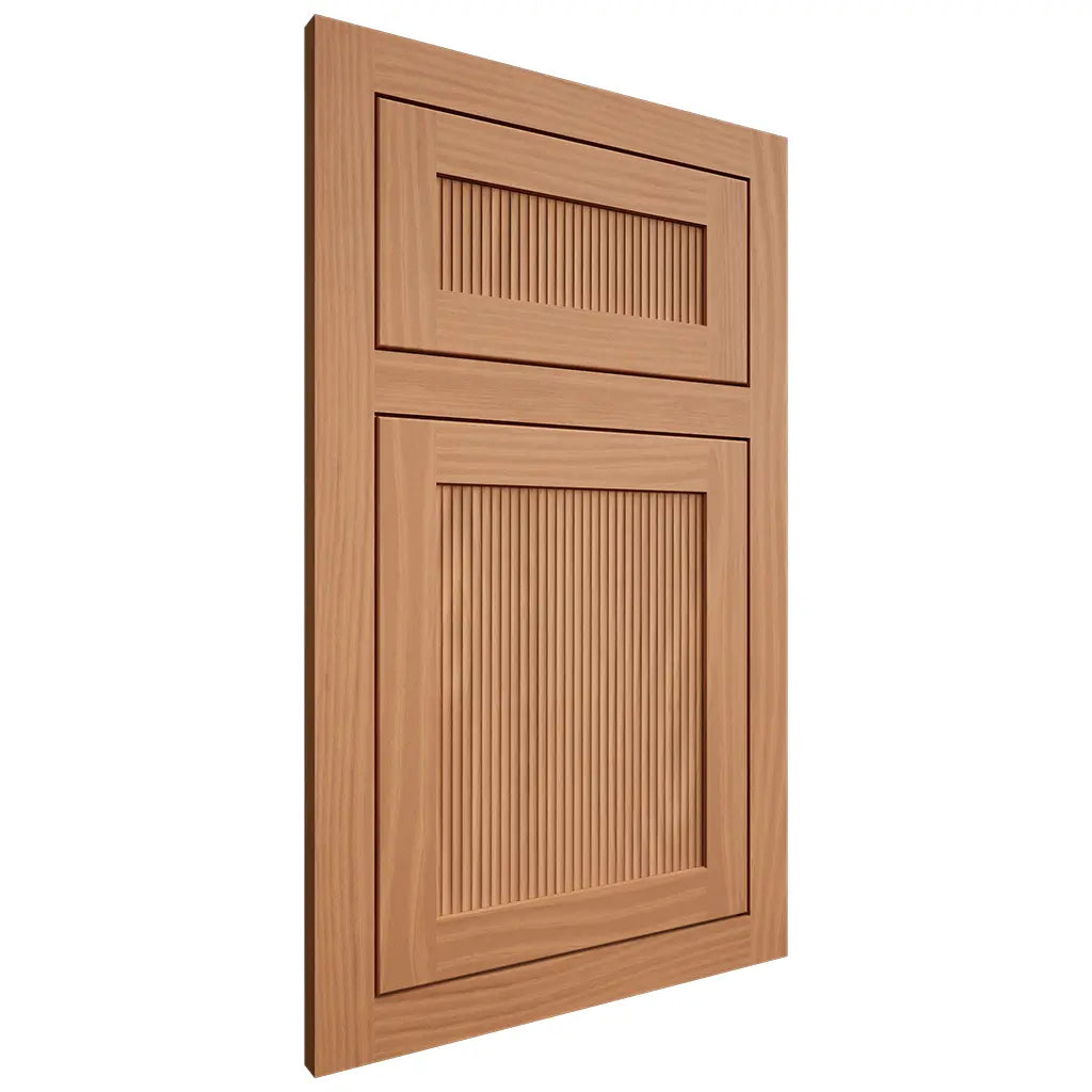 Shiloh Cabinetry Flush Inset Reeded Malibu Cherry Plain Cut Natural Door