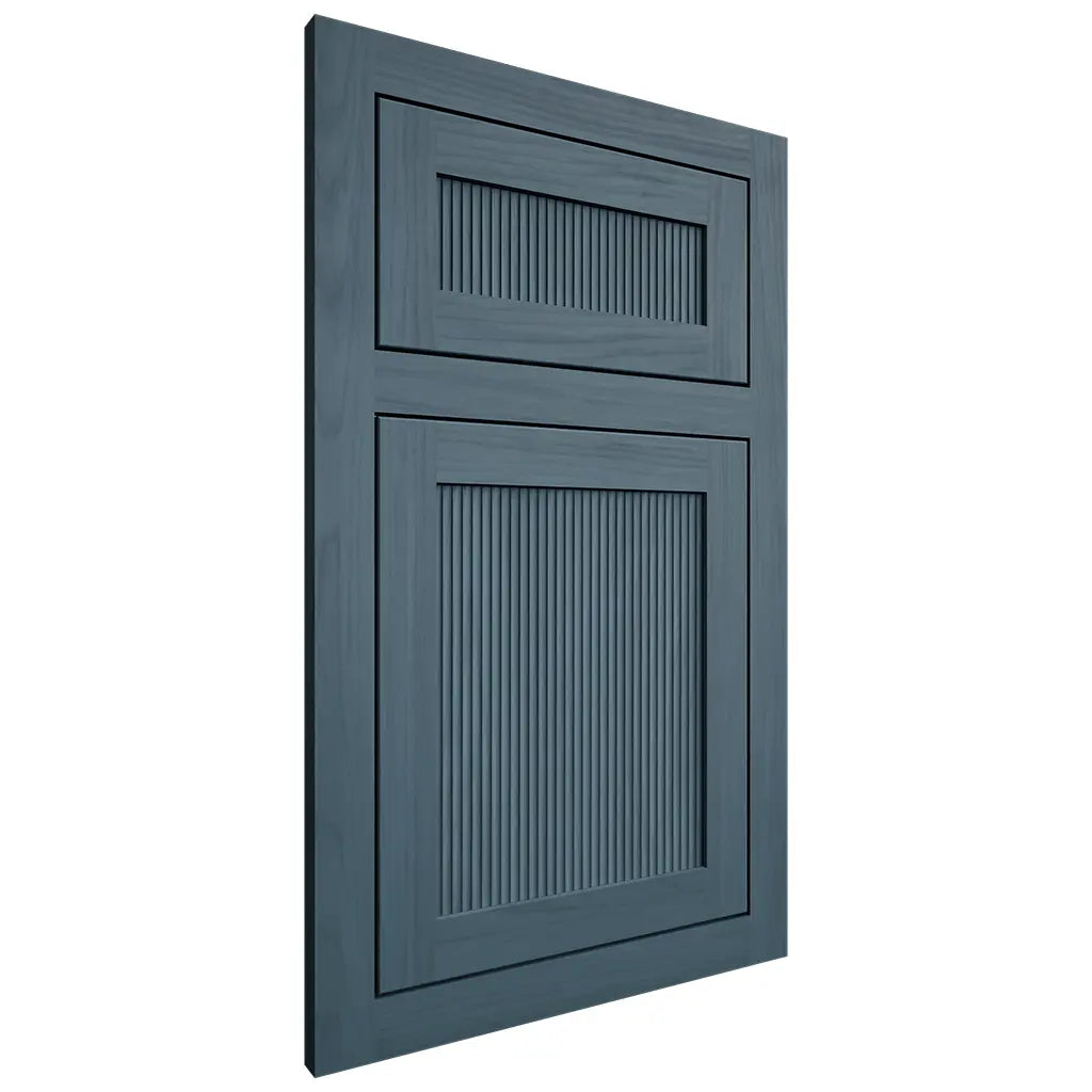 Shiloh Cabinetry Flush Inset Reeded Malibu Hickory Plain Cut Hudson Door