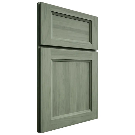Shiloh Cabinetry Flush Inset Reeded Malibu Hickory Plain Cut Moss Door