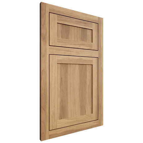 Shiloh Cabinetry Flush Inset Reeded Malibu Hickory Plain Cut Natural Door